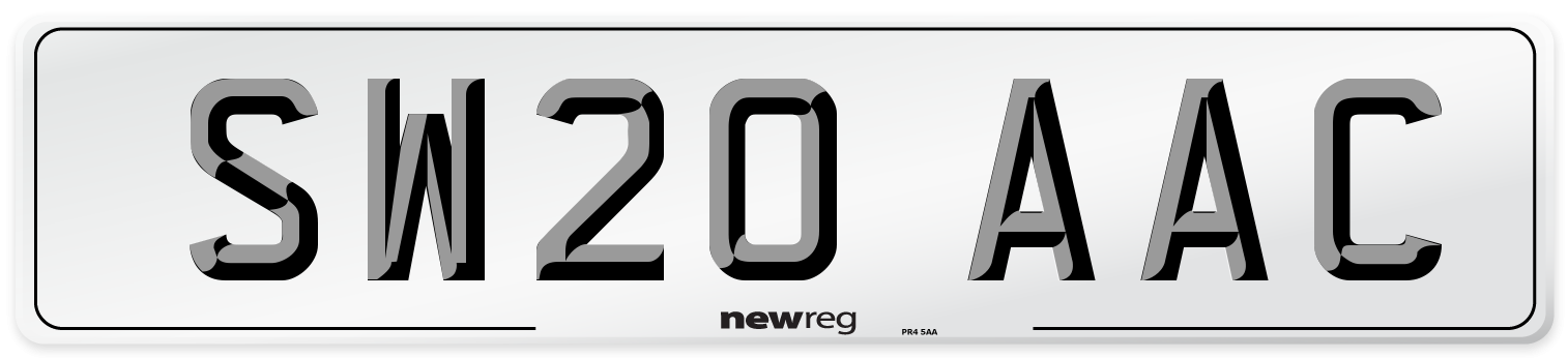 SW20 AAC Number Plate from New Reg
